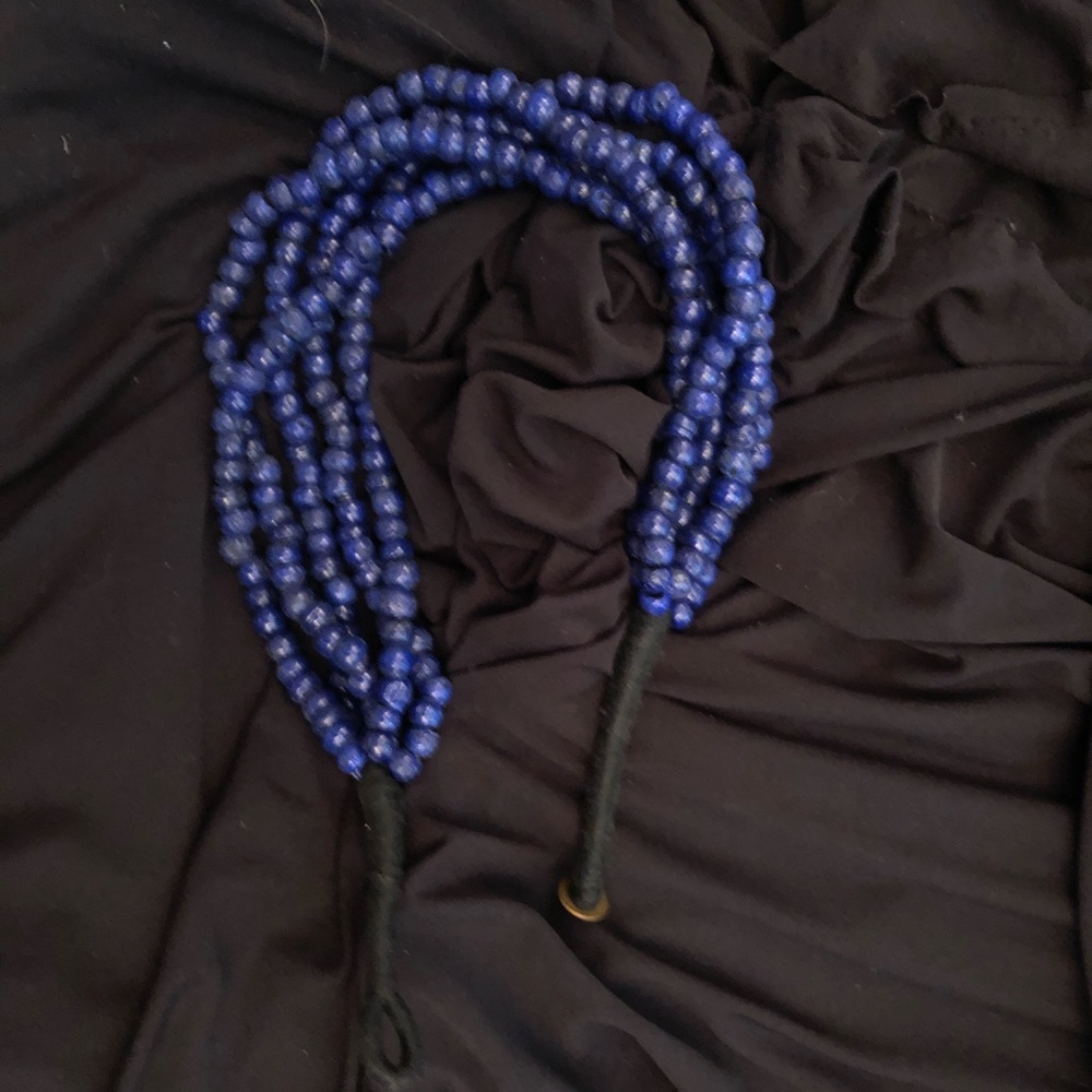 Blue 24” 5strand necklace ceramic or resin chunky